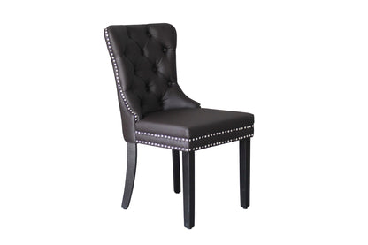 byLIVING Esszimmerstuhl 2er Set DOMINO / Kunstleder dunkelbraun / Gestell Massivholz schwarz / B 48,5, H 93, T 61 cm
