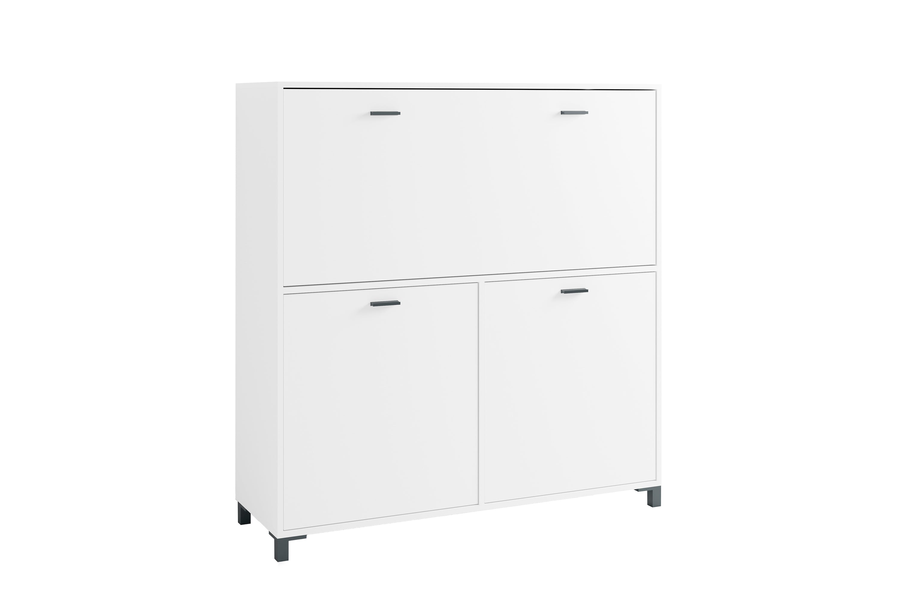 Sekretär MONTANA / Sekretär matt weiß oder Artisan Eiche (Eiche-Optik) / Office-Schrank mit 1 Klappe und 2 Türen / schwarze Griffe / B 120, H 127, T 40 cm