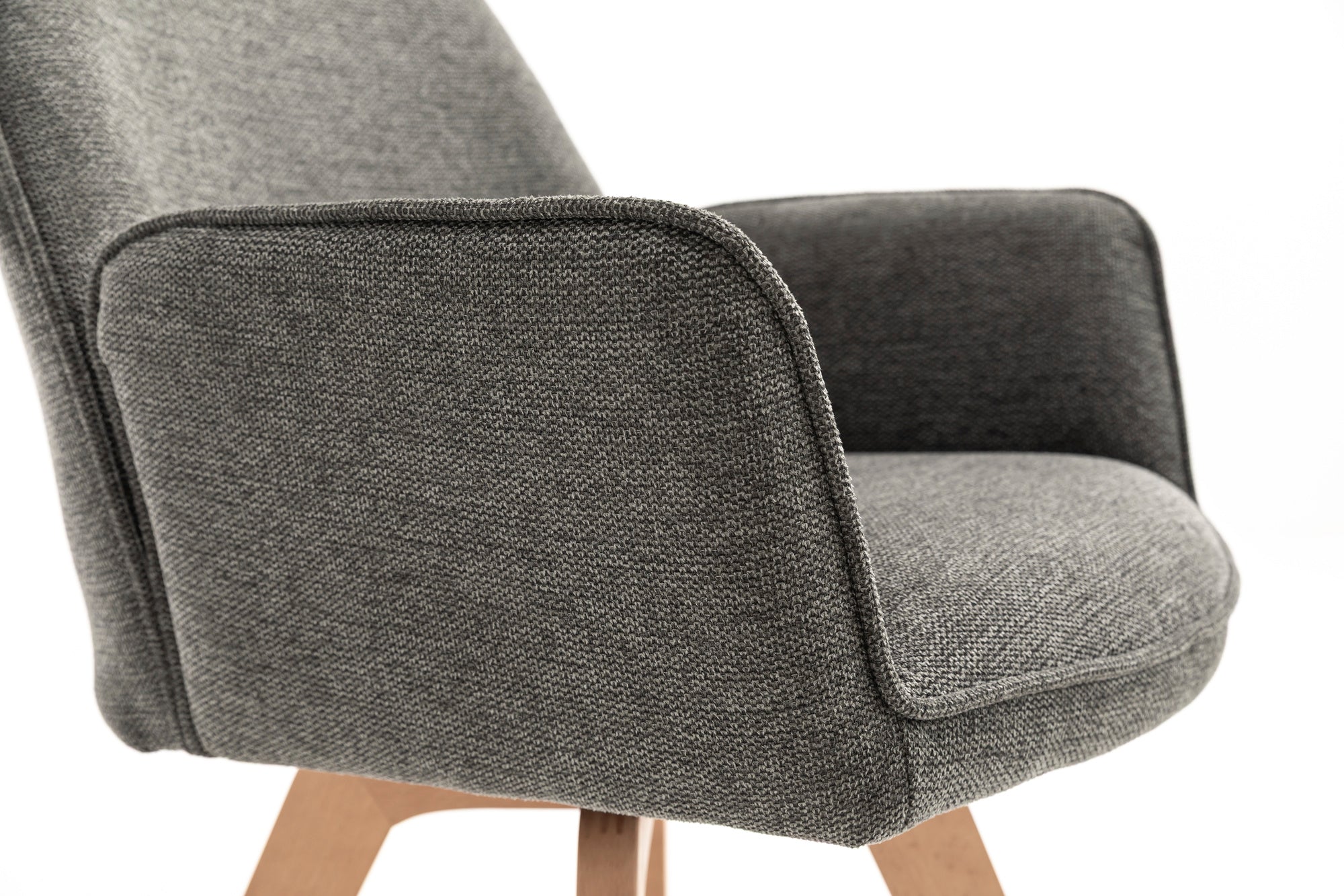 byLIVING Esszimmerstuhl 2er Set TONY / Webstoff hellgrau oder anthrazit / Gestell Buche natur in Eiche-Optik / Sitzschale 360° drehbar / Küchenstuhl / Wohnzimmerstuhl / B 57, H 89, T 61 cm