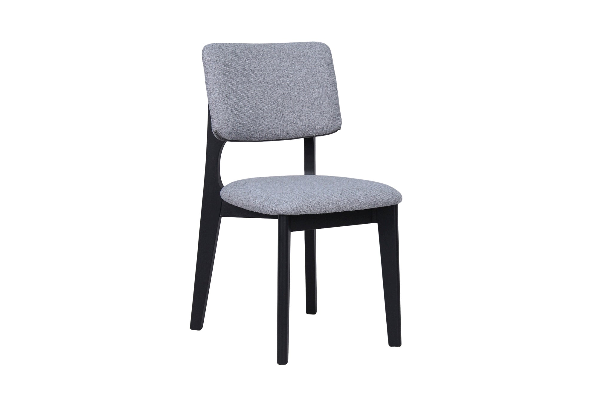 Esszimmerstuhl 2er Set ELSA / Webstoff beige oder grau / Gestell Massivholz schwarz / B 48, H 87, T 54 cm