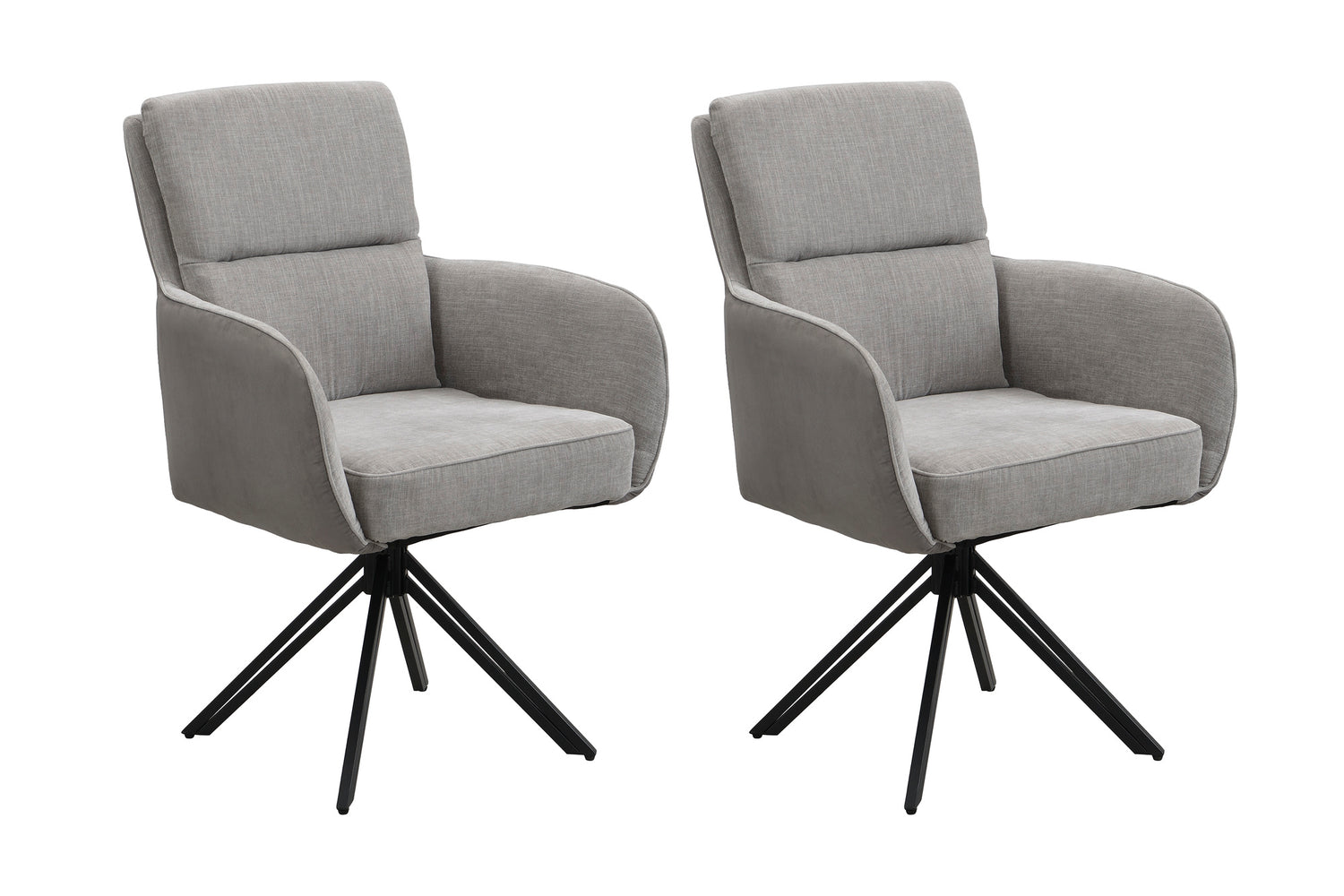 byLIVING Stuhl 2-er Set TINO / Bezug Webstoff-Mikrofaser in schwarz oder hellgrau, Gestell in schwarz / 360° drehbar / Esszimmerstuhl / Küchenstuhl / B 62 x H 94 x T 70 cm
