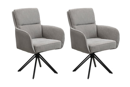 byLIVING Stuhl 2-er Set TINO / Bezug Webstoff-Mikrofaser in schwarz oder hellgrau, Gestell in schwarz / 360° drehbar / Esszimmerstuhl / Küchenstuhl / B 62 x H 94 x T 70 cm