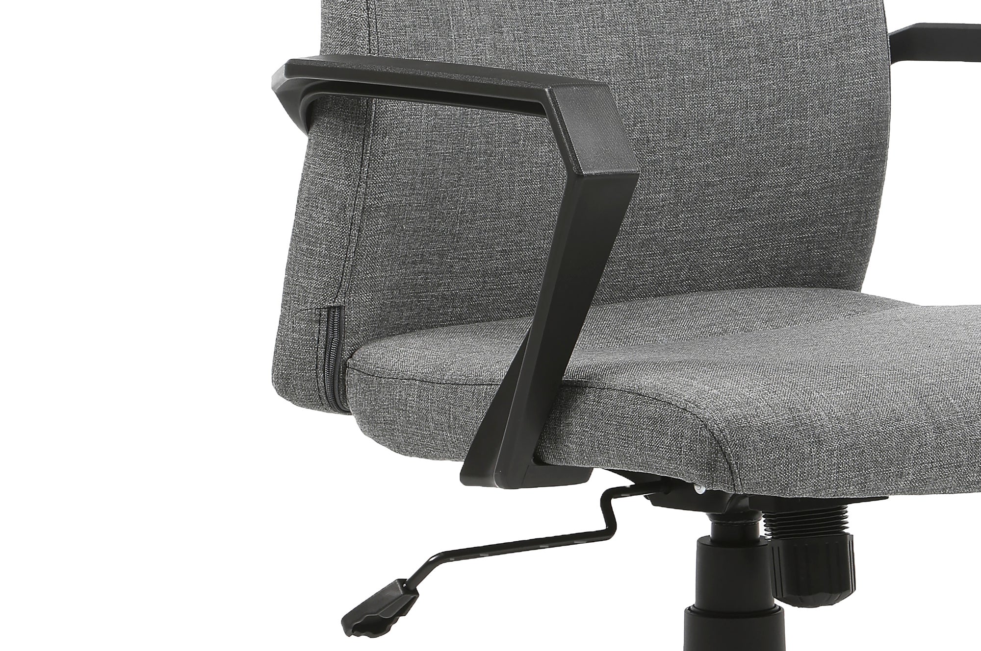 Chefsessel EDGY Chefsessel /Kunststoff schwarz /Bezug Webstoff grau /Wippmechanik /Sicherheitsklemmschutz /Sicherheitsrollen / B 58, H 99-106,5, T 56 cm
