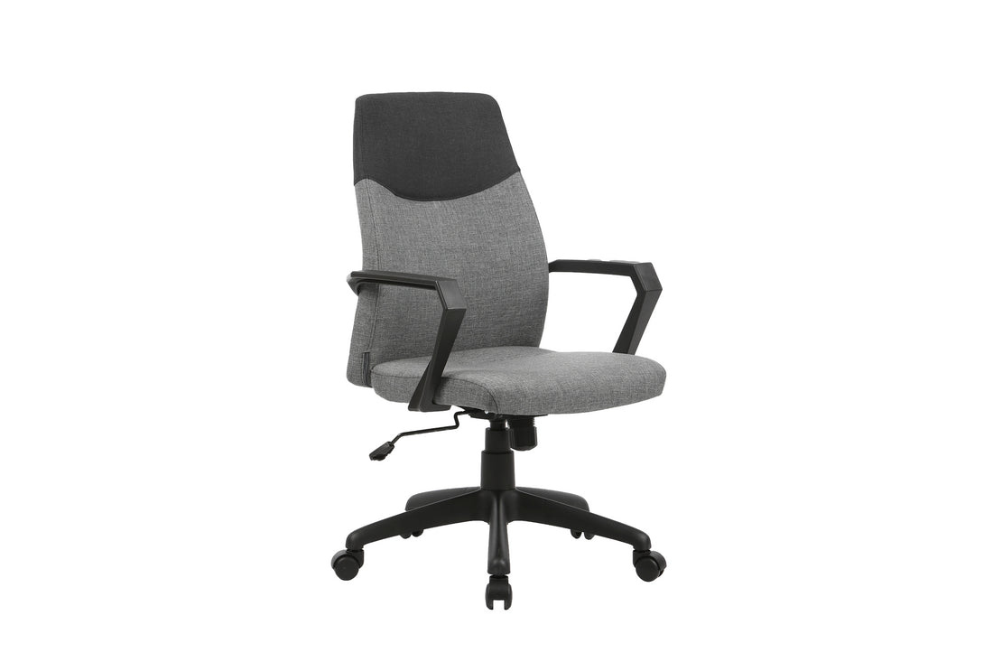 Chefsessel EDGY Chefsessel /Kunststoff schwarz /Bezug Webstoff grau /Wippmechanik /Sicherheitsklemmschutz /Sicherheitsrollen / B 58, H 99-106,5, T 56 cm