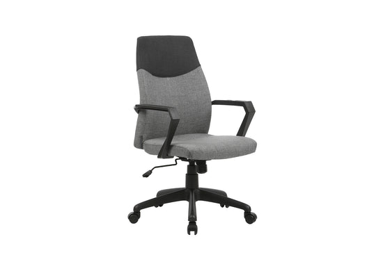 Chefsessel EDGY Chefsessel /Kunststoff schwarz /Bezug Webstoff grau /Wippmechanik /Sicherheitsklemmschutz /Sicherheitsrollen / B 58, H 99-106,5, T 56 cm