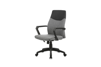 Chefsessel EDGY Chefsessel /Kunststoff schwarz /Bezug Webstoff grau /Wippmechanik /Sicherheitsklemmschutz /Sicherheitsrollen / B 58, H 99-106,5, T 56 cm
