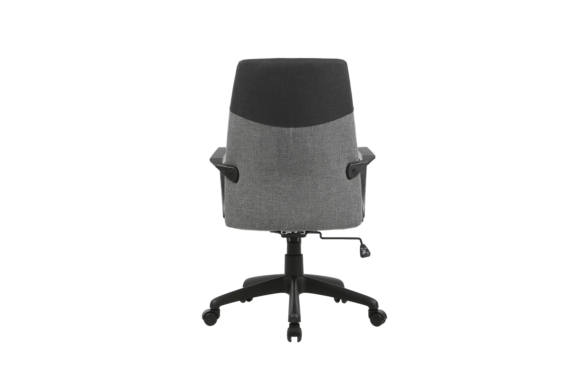 Chefsessel EDGY Chefsessel /Kunststoff schwarz /Bezug Webstoff grau /Wippmechanik /Sicherheitsklemmschutz /Sicherheitsrollen / B 58, H 99-106,5, T 56 cm