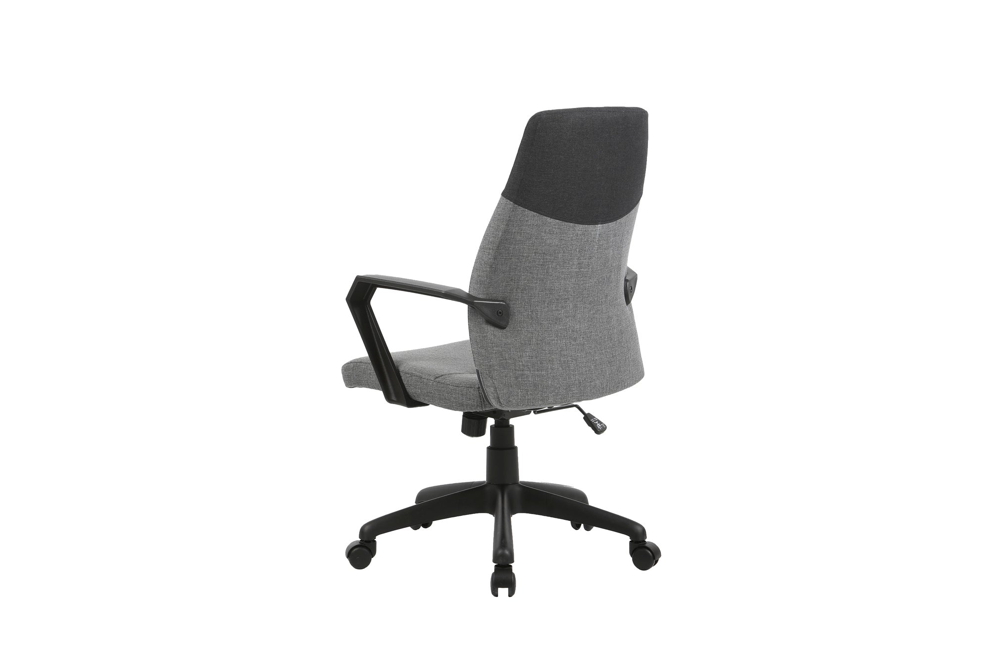 Chefsessel EDGY Chefsessel /Kunststoff schwarz /Bezug Webstoff grau /Wippmechanik /Sicherheitsklemmschutz /Sicherheitsrollen / B 58, H 99-106,5, T 56 cm