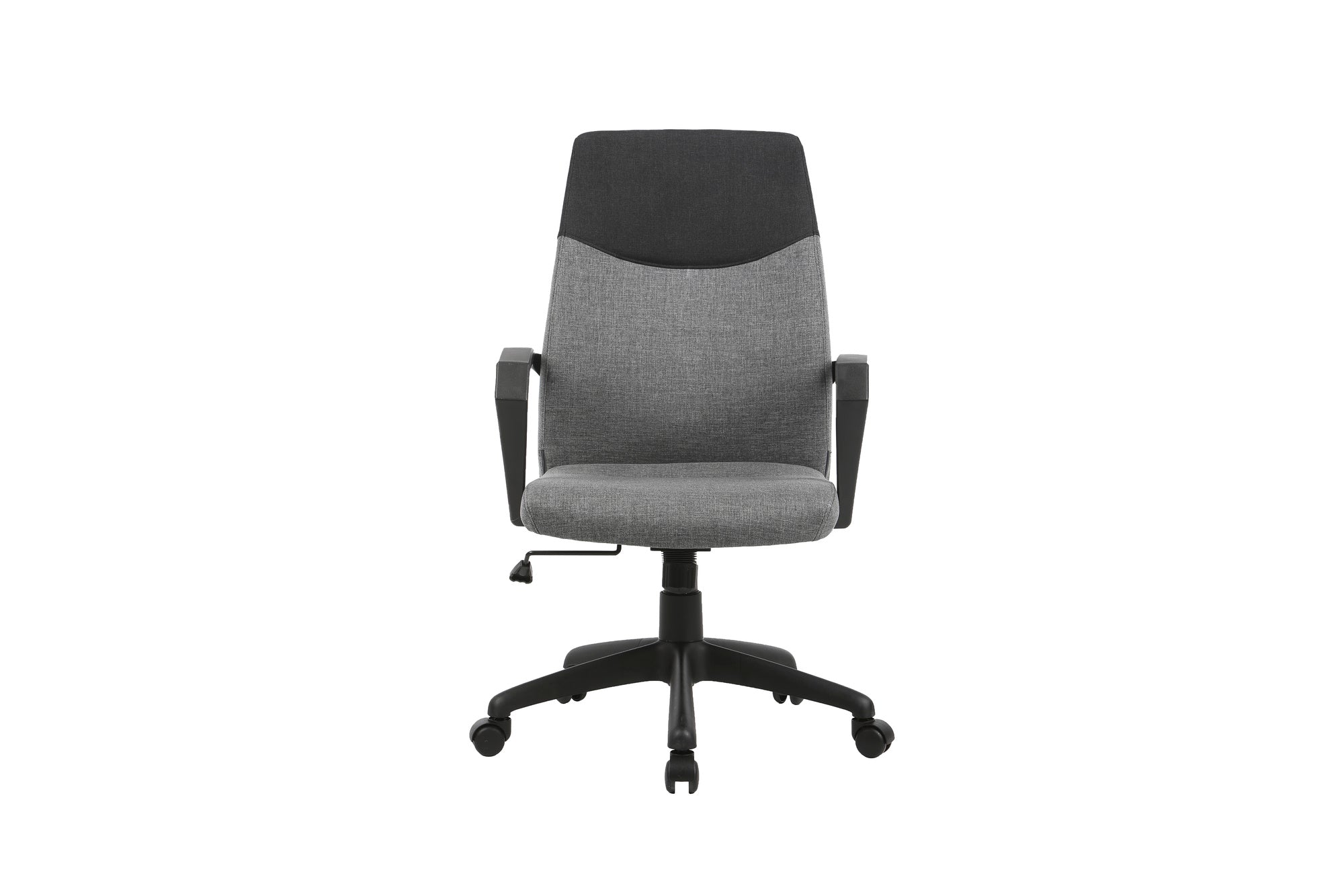 Chefsessel EDGY Chefsessel /Kunststoff schwarz /Bezug Webstoff grau /Wippmechanik /Sicherheitsklemmschutz /Sicherheitsrollen / B 58, H 99-106,5, T 56 cm