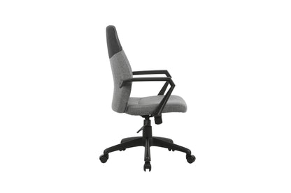 Chefsessel EDGY Chefsessel /Kunststoff schwarz /Bezug Webstoff grau /Wippmechanik /Sicherheitsklemmschutz /Sicherheitsrollen / B 58, H 99-106,5, T 56 cm