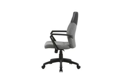 Chefsessel EDGY Chefsessel /Kunststoff schwarz /Bezug Webstoff grau /Wippmechanik /Sicherheitsklemmschutz /Sicherheitsrollen / B 58, H 99-106,5, T 56 cm