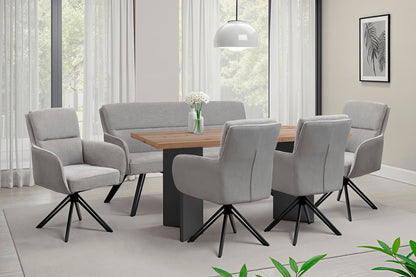 byLIVING Stuhl 2-er Set TINO / Bezug Webstoff-Mikrofaser in schwarz oder hellgrau, Gestell in schwarz / 360° drehbar / Esszimmerstuhl / Küchenstuhl / B 62 x H 94 x T 70 cm