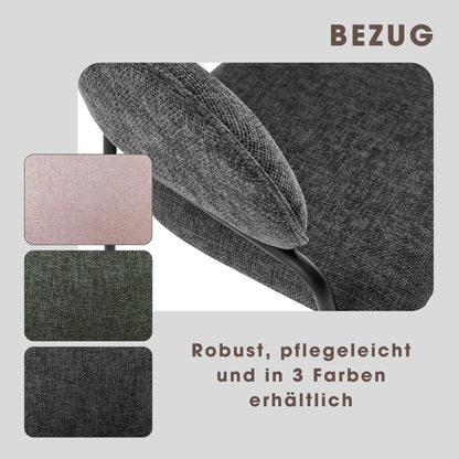 byLIVING Stuhl 2-er Set CURVE / Webstoffbezug in dunkelgrau, dunkelgrün oder taupe, Gestell in schwarz / Esszimmerstuhl / Küchenstuhl / Maße: B 60 x H 86 x T 58 cm