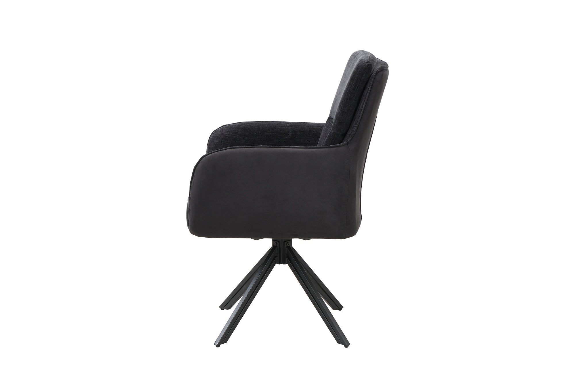 Stuhl 2-er Set TINO / Bezug Webstoff-Mikrofaser in schwarz oder hellgrau, Gestell in schwarz / 360° drehbar / Esszimmerstuhl / Küchenstuhl / B 62 x H 94 x T 70 cm