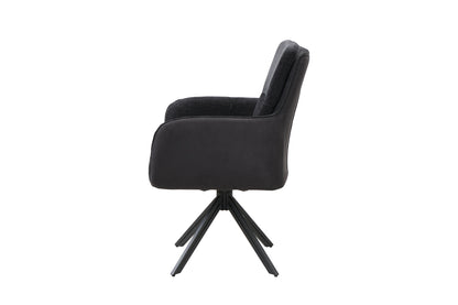byLIVING Stuhl 2-er Set TINO / Bezug Webstoff-Mikrofaser in schwarz oder hellgrau, Gestell in schwarz / 360° drehbar / Esszimmerstuhl / Küchenstuhl / B 62 x H 94 x T 70 cm