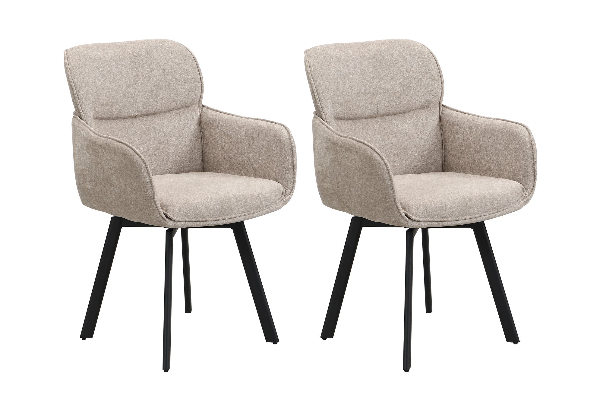 Stuhl 2-er Set RICO / Webstoffbezug in dunkelgrau oder taupe, Gestell in schwarz / 360° drehbar / Esszimmerstuhl / Küchenstuhl / B 61 x H 90 x T 63 cm