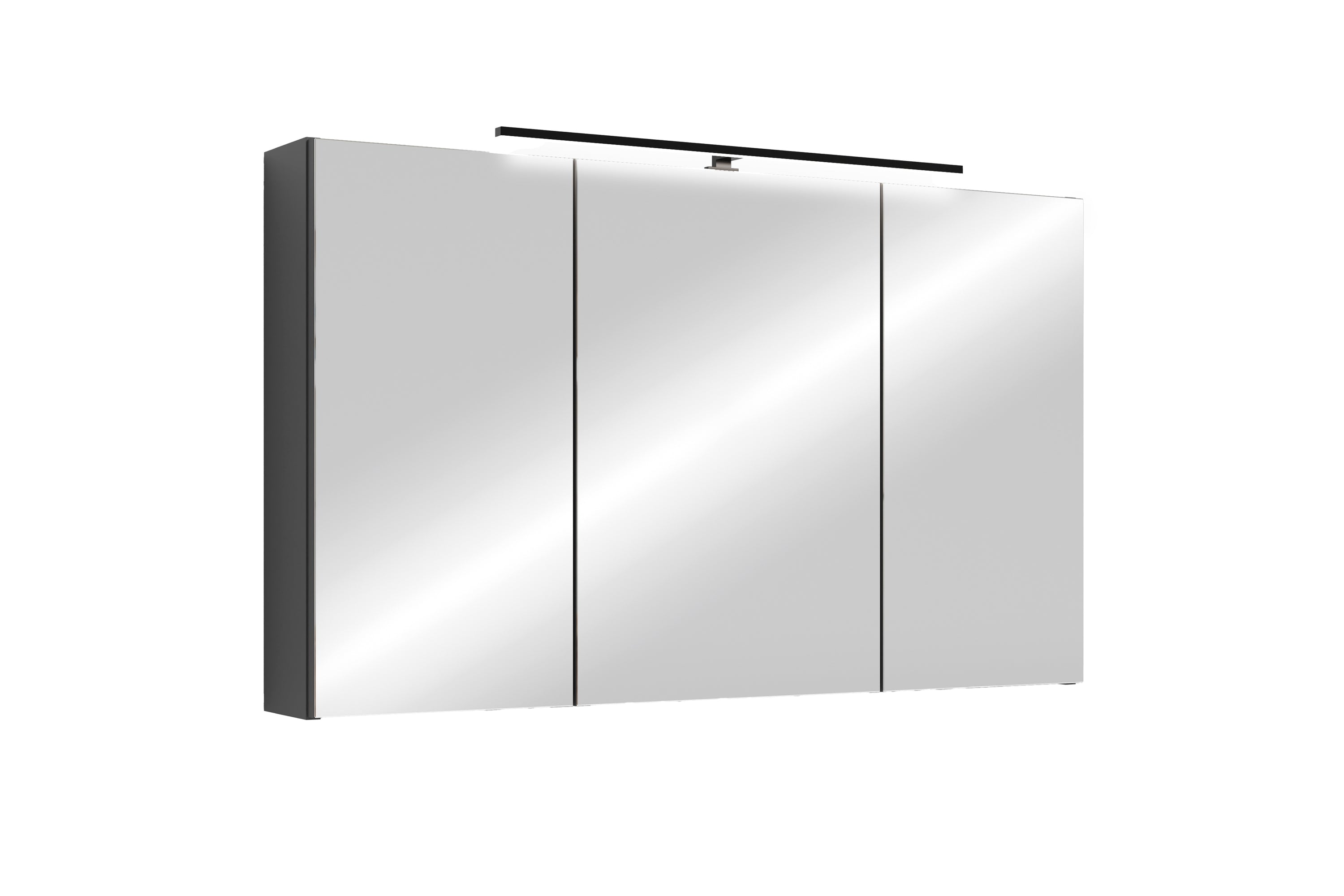 Spiegelschrank SPREE / Korpus matt weiß oder anthrazit mit Spiegeltüren / Hängeschrank mit Soft-Close-Funktion / Inklusive LED-Beleuchtung / Badschrank mit Stecker- und Schalterdose / B 100, H 60, T 20 cm