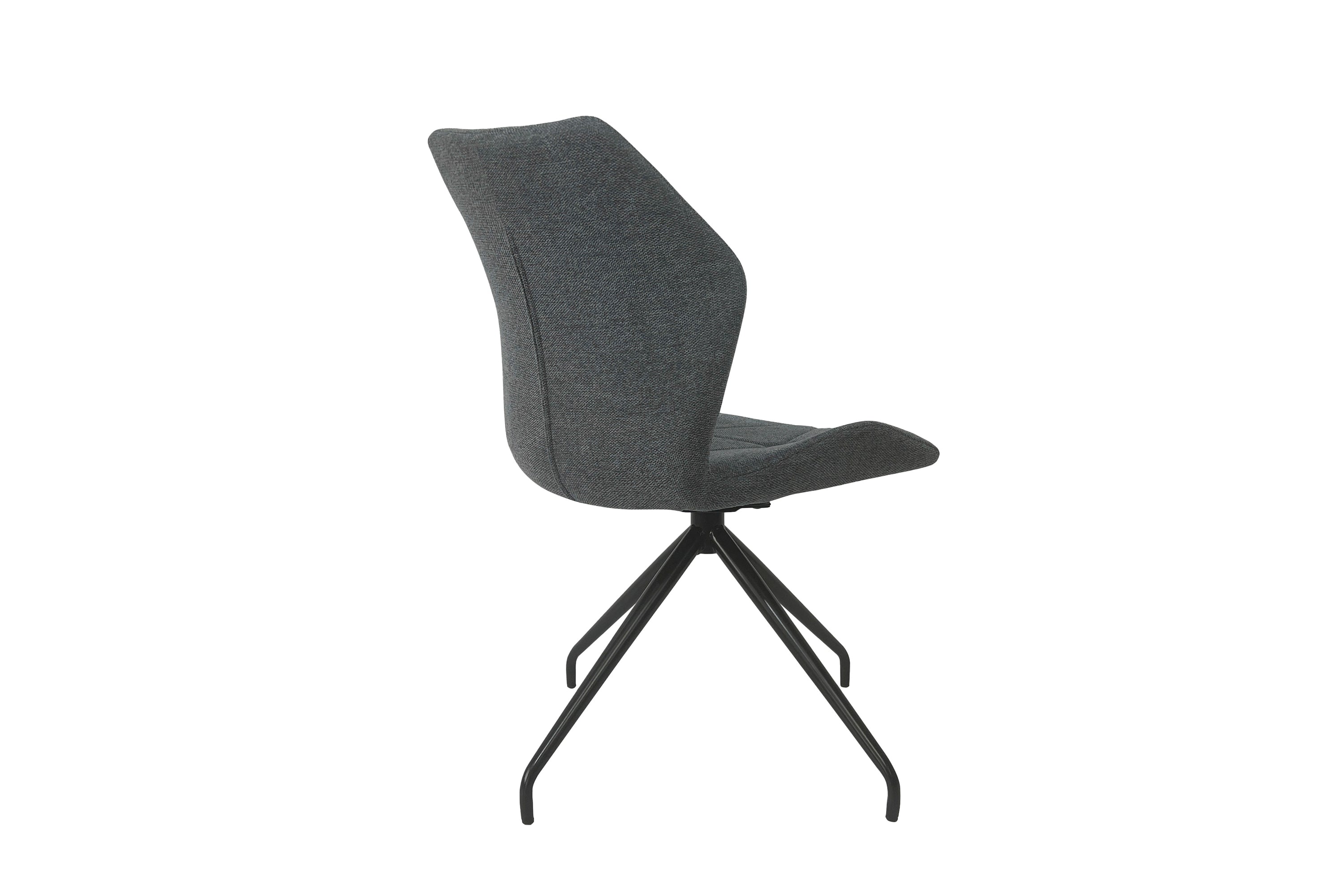 Esszimmerstuhl 2er Set IMKE / Kunstleder grau oder schwarz / Gestell Metall schwarz / Sitzschale 360° drehbar / Esszimmerstuhl / Diamanten-Steppung / B 52, H 90,5, T 62 cm