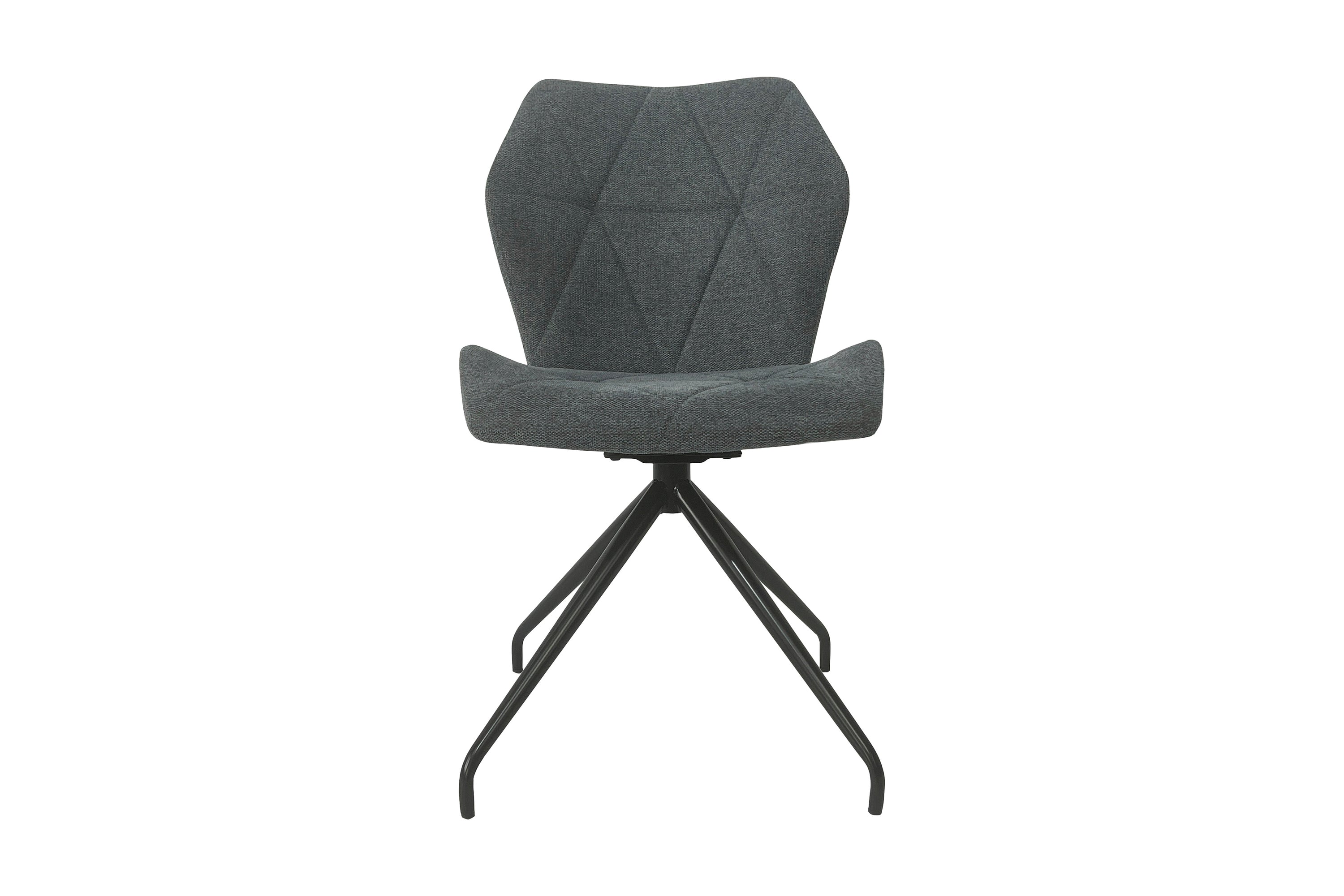 Esszimmerstuhl 2er Set IMKE / Kunstleder grau oder schwarz / Gestell Metall schwarz / Sitzschale 360° drehbar / Esszimmerstuhl / Diamanten-Steppung / B 52, H 90,5, T 62 cm