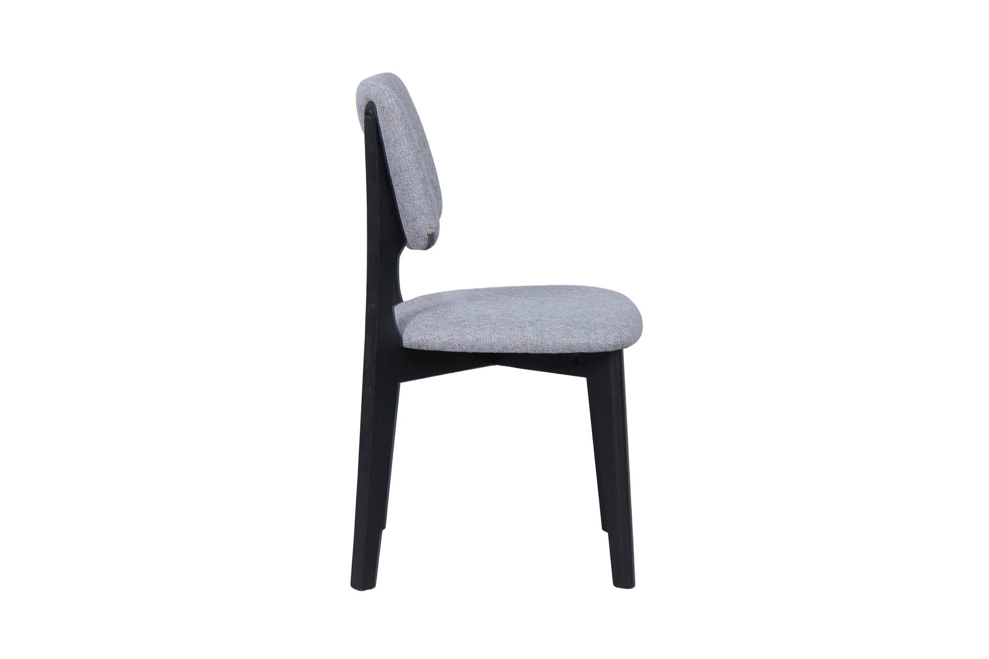Esszimmerstuhl 2er Set ELSA / Webstoff beige oder grau / Gestell Massivholz schwarz / B 48, H 87, T 54 cm