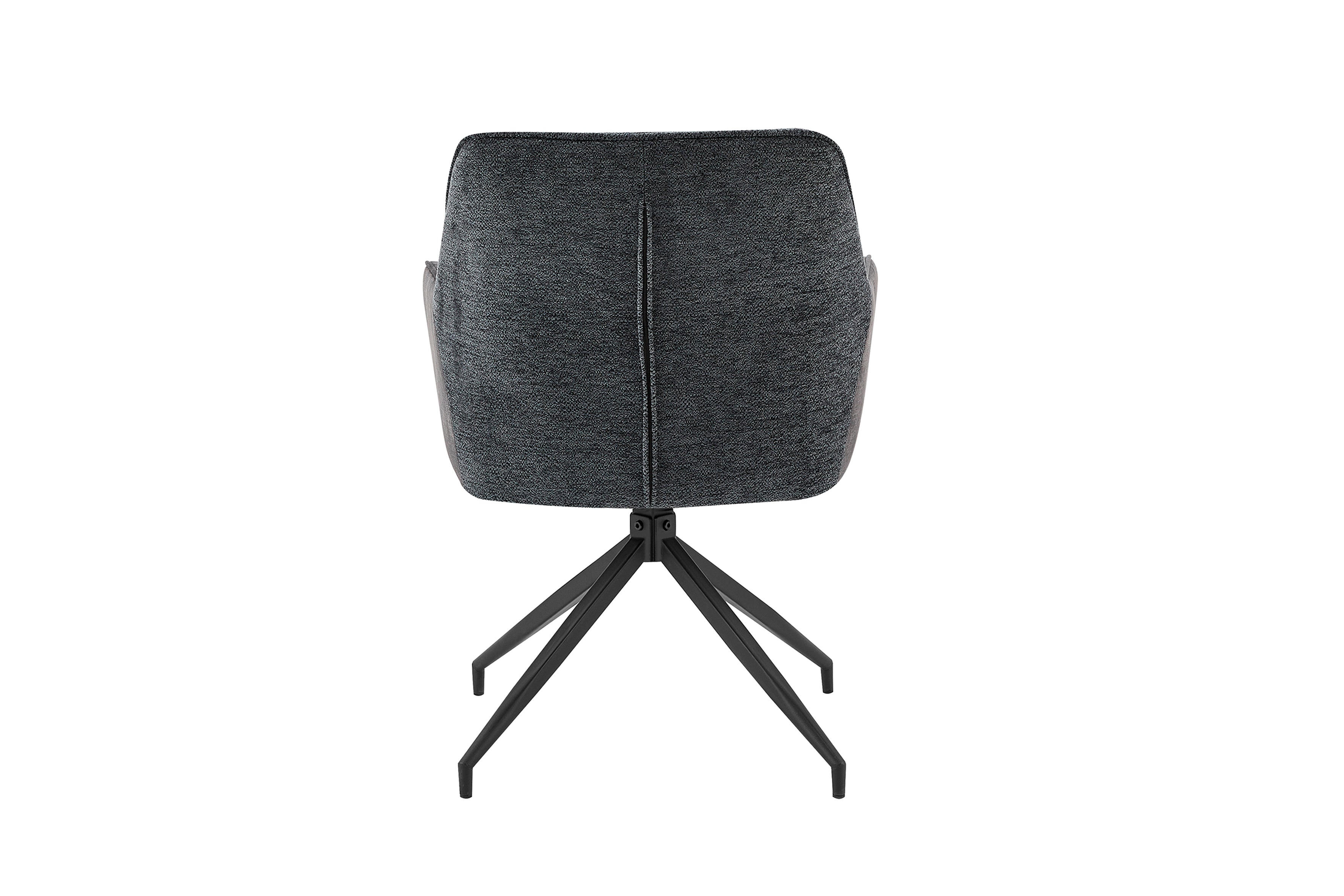 Esszimmerstuhl 2er Set JACKY / Vintage Velvet-Bouclé anthrazit / Gestell Metall schwarz / Sitzschale 360° drehbar / Esszimmerstuhl / Wohnzimmerstuhl / B 62, H 87, T 56 cm