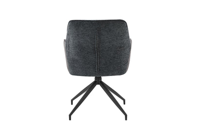 Esszimmerstuhl 2er Set JACKY / Vintage Velvet-Bouclé anthrazit / Gestell Metall schwarz / Sitzschale 360° drehbar / Esszimmerstuhl / Wohnzimmerstuhl / B 62, H 87, T 56 cm