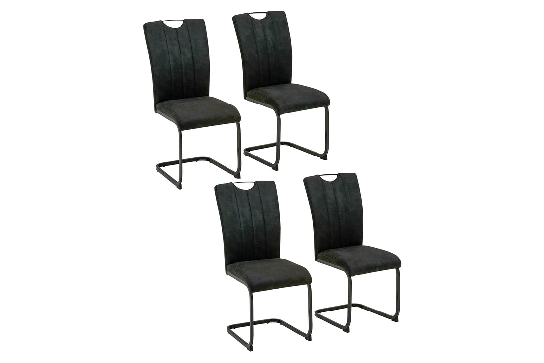 Freischwinger 4er Set JAMES, Vintage-Mikrofaser Bezug, Belastbarkeit bis 130kg, mit Griff