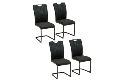 Freischwinger 4er Set JAMES, Vintage-Mikrofaser Bezug, Belastbarkeit bis 130kg, mit Griff