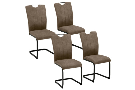 Freischwinger 4er Set JAMES, Vintage-Mikrofaser Bezug, Belastbarkeit bis 130kg, mit Griff
