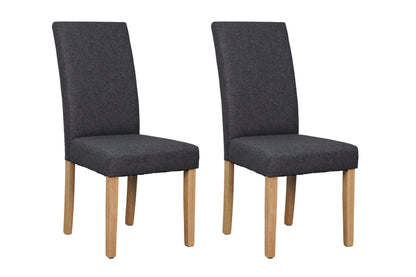 byLIVING Esszimmerstuhl 2er Set ELIAS / Webstoff taupe oder dunkelgrau / Gestell Massivholz schwarz / B 47, H 99,5, T 60 cm