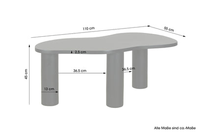 byLIVING Couchtisch ETHAN / Tischplatte und Gestell in schwarz oder naturfarben (Akazie) / Wohnzimmertisch / Beistelltisch / Maße: B 110, H 45, T 55 cm
