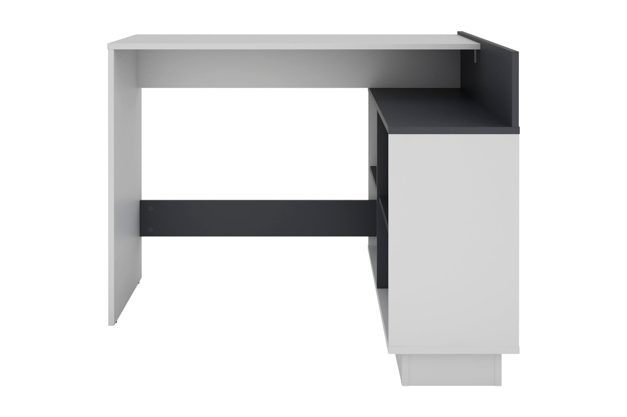 Schreibtisch BERNI / Gaming-Tisch in weiß oder Artisan Eiche (Eiche-Optik) mit graphit / Mit viel Stauraum und großer Tischplatte / Computer-Tisch / PC / Arbeits-Tisch / rechts-links montierbar / B 102, H 77,5, T 80 cm