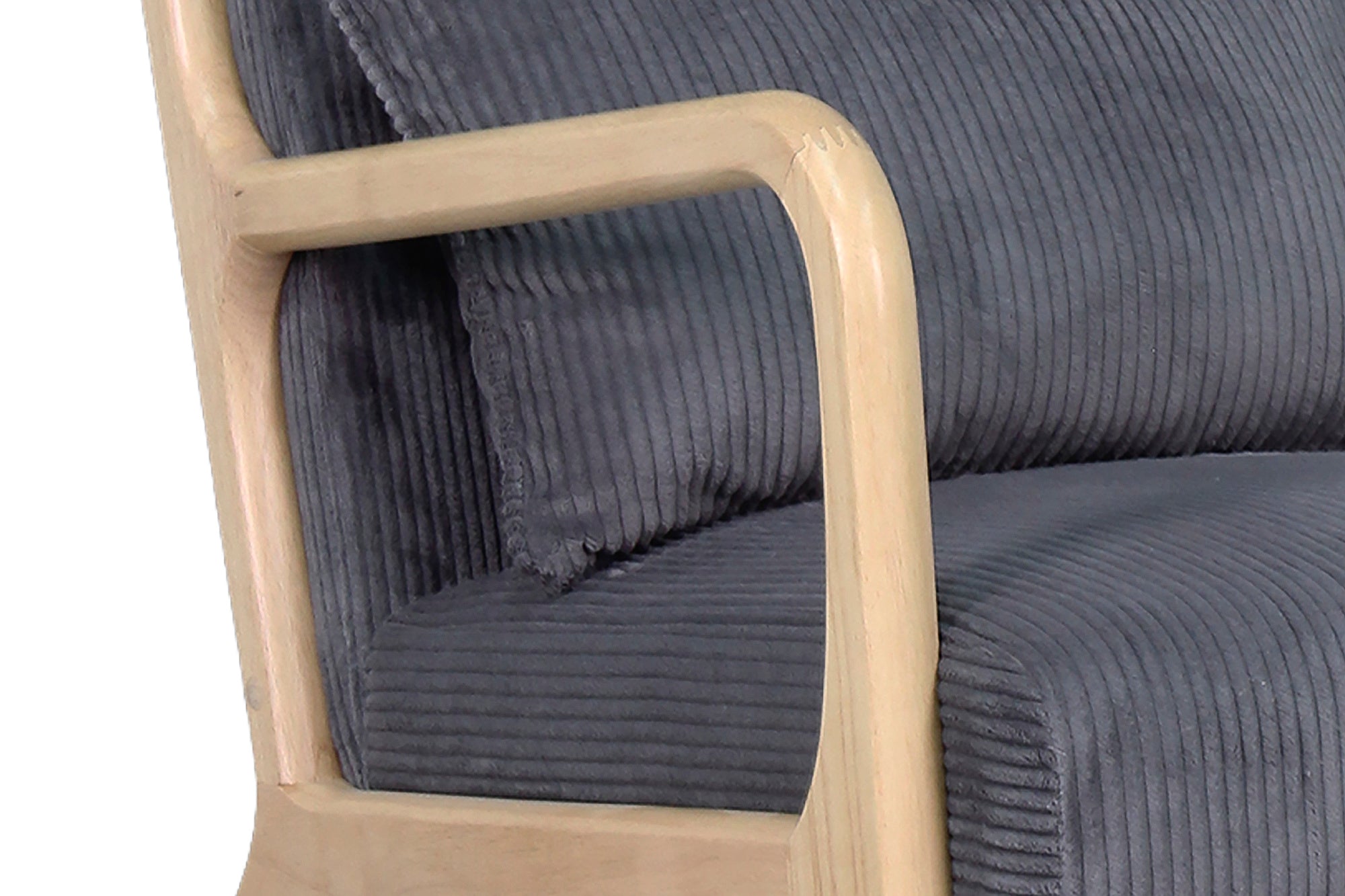 Sessel NOHR / Grob-Cord off-white oder grau / Gestell und Armlehnen Massivholz natur / B 65,5, H 78, T 84 cm