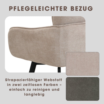 byLIVING Stuhl 2-er Set RICO / Webstoffbezug in dunkelgrau oder taupe, Gestell in schwarz / 360° drehbar / Esszimmerstuhl / Küchenstuhl / B 61 x H 90 x T 63 cm
