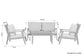 Outdoor Sofa-Set LA PALMA / Akazie massiv, natur / Webstoff hellgrau / 2-Sitzer: B 134, H 75, T 75 cm, Sessel (2x): B 70, H 75, T 75 cm, Couchtisch: B 100, H 40, T 50 cm