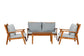 Outdoor Sofa-Set LA PALMA / Akazie massiv, natur / Webstoff hellgrau / 2-Sitzer: B 134, H 75, T 75 cm, Sessel (2x): B 70, H 75, T 75 cm, Couchtisch: B 100, H 40, T 50 cm