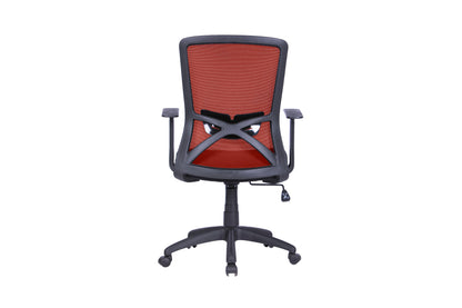 Chefsessel Long / Kunststoff schwarz / Bezug Stoff / Mesh schwarz oder rot / Wippmechanik / Sicherheitsklemmschutz/Höhenverstellung / gebremste Sicherheitsrollen / B 52,5, H95,5-103, T 60,5