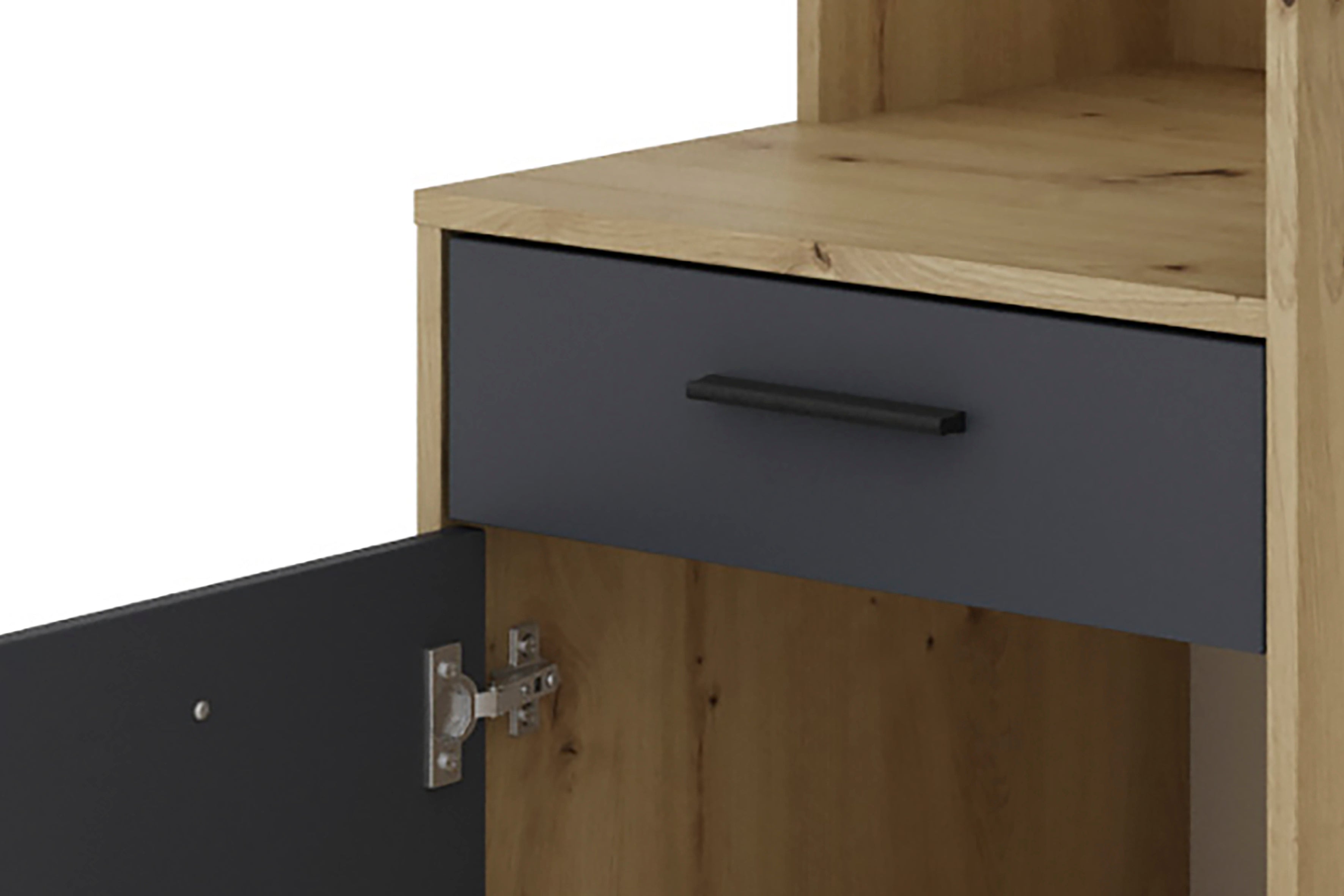 Schreibtisch LOUIS / Inkl. 1 Tür + 1 Schubkasten + 3 offenen Fächern / Weiß, Artisan Eiche (Eiche-Optik) oder Old Wood (Altholz-Optik) / Computertisch / XXL-Tisch / Arbeitstisch / Holztisch / Bürotisch / 140 x 89 x 55 cm (BxHxT)