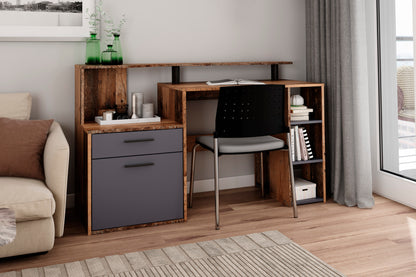 Schreibtisch LOUIS / Inkl. 1 Tür + 1 Schubkasten + 3 offenen Fächern / Weiß, Artisan Eiche (Eiche-Optik) oder Old Wood (Altholz-Optik) / Computertisch / XXL-Tisch / Arbeitstisch / Holztisch / Bürotisch / 140 x 89 x 55 cm (BxHxT)