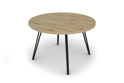Esstisch MARTA / runde Tischplatte Artisan Eiche / Gestell Metall schwarz matt / Küchentisch für bis zu 5 Personen / D 120 cm, H 76 cm