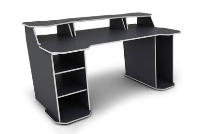 Schreibtisch MATRIX / Gaming-Tisch in Anthrazit mit Kanten in Weiß / Mit viel Stauraum und großer Tischplatte / Computer-Tisch / PC / Arbeits-Tisch / B 180, H 76, T 85cm