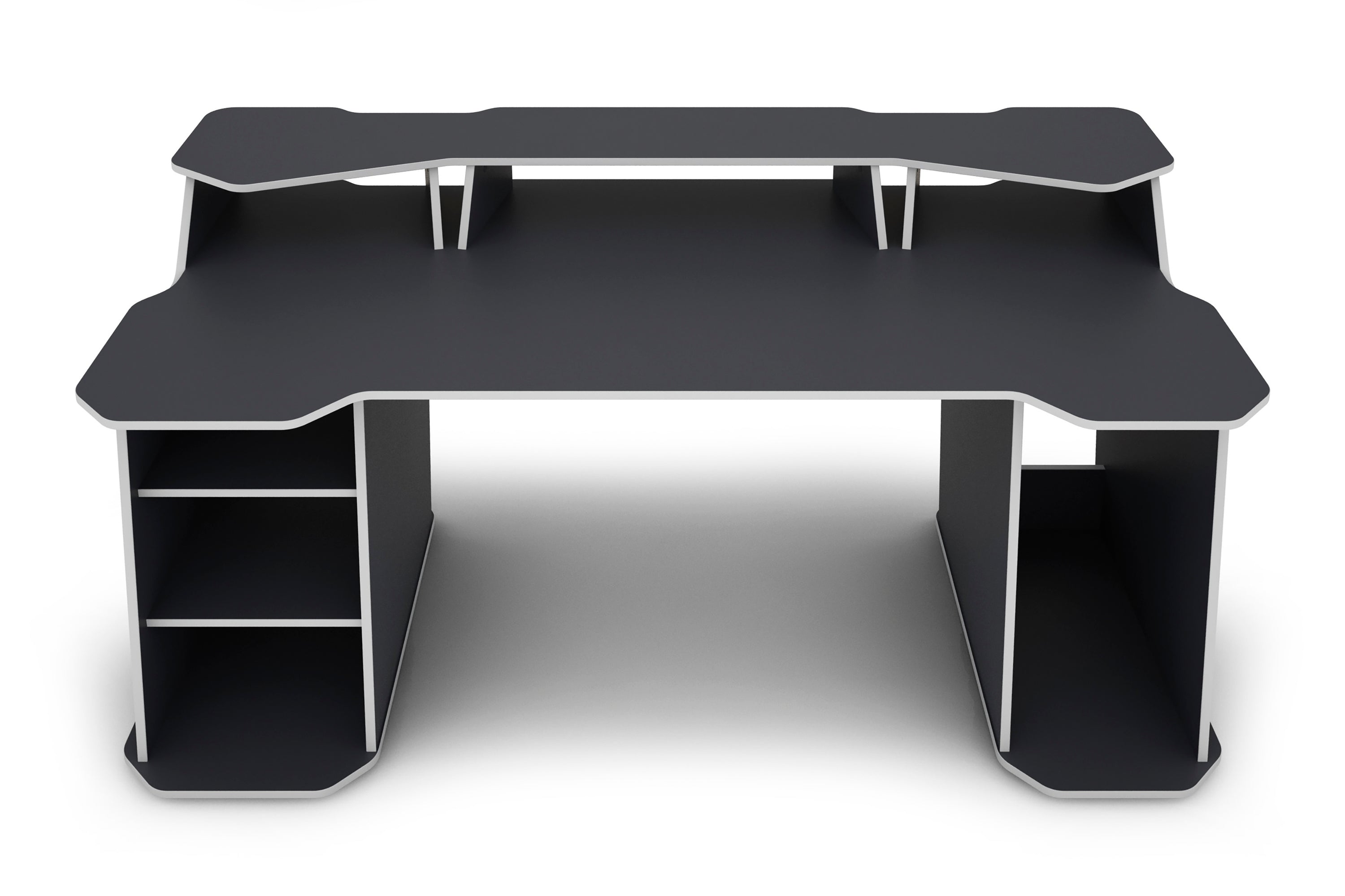 Schreibtisch MATRIX / Gaming-Tisch in Anthrazit mit Kanten in Weiß / Mit viel Stauraum und großer Tischplatte / Computer-Tisch / PC / Arbeits-Tisch / B 180, H 76, T 85cm