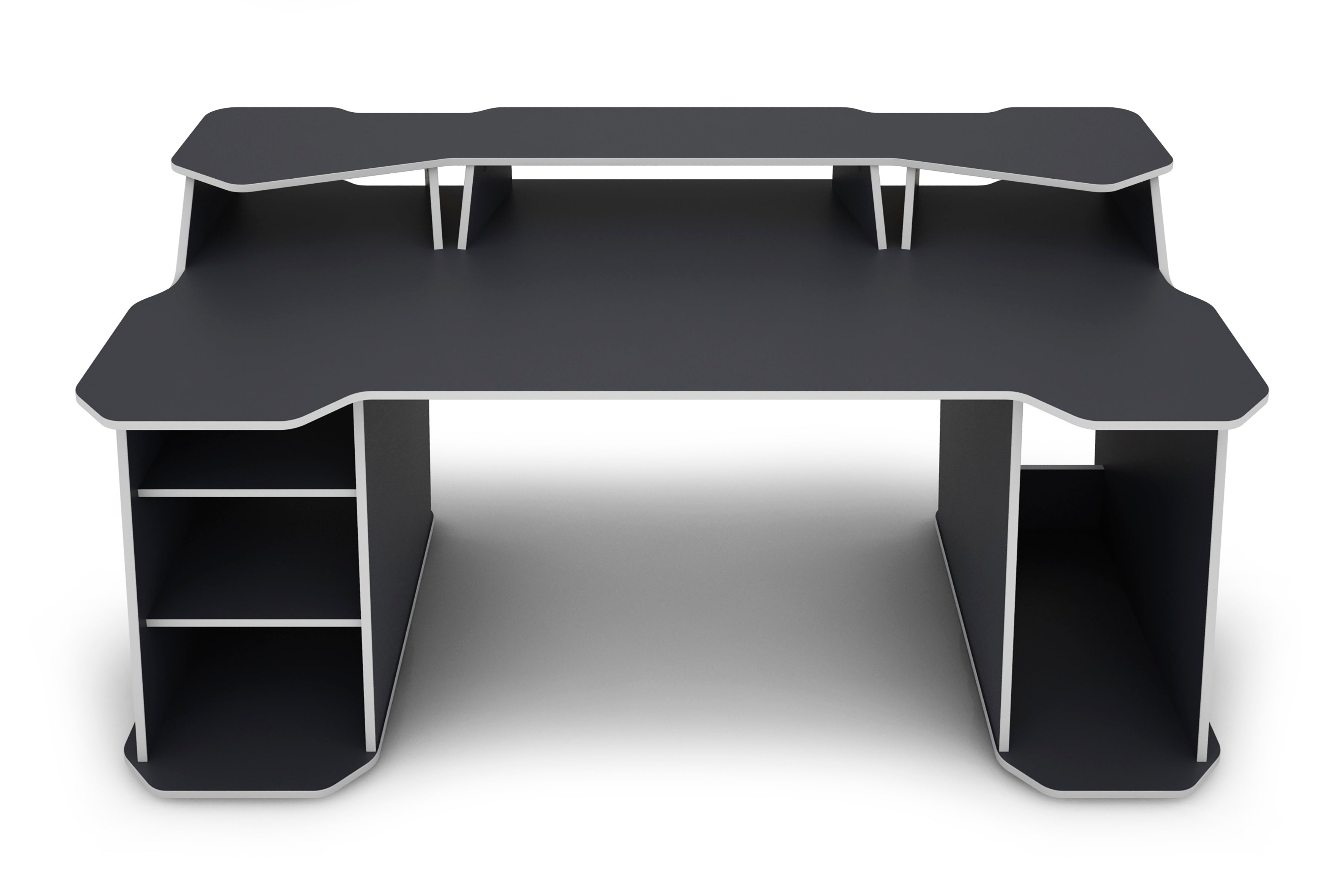 Schreibtisch MATRIX / Gaming-Tisch in Anthrazit mit Kanten in Weiß / Mit viel Stauraum und großer Tischplatte / Computer-Tisch / PC / Arbeits-Tisch / B 180, H 76, T 85cm