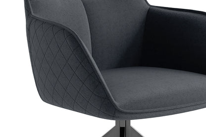 Esszimmerstuhl 2er Set MEMPHIS / Vintage-Kunstleder anthrazit oder grau / mit Keder / Gestell Metall schwarz / Sitzschale 360° drehbar / Esszimmerstuhl / B 50, H 88, T 62 cm