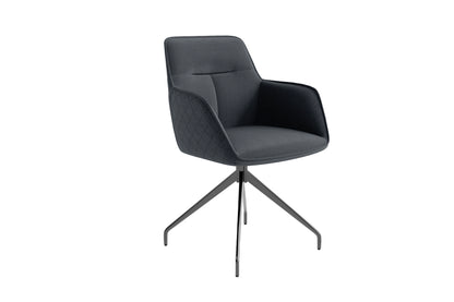 Esszimmerstuhl 2er Set MEMPHIS / Vintage-Kunstleder anthrazit oder grau / mit Keder / Gestell Metall schwarz / Sitzschale 360° drehbar / Esszimmerstuhl / B 50, H 88, T 62 cm