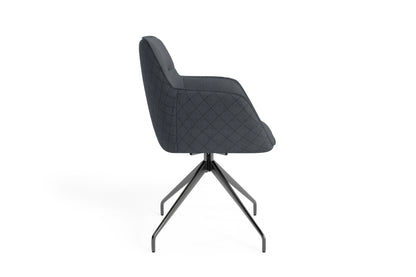 Esszimmerstuhl 2er Set MEMPHIS / Vintage-Kunstleder anthrazit oder grau / mit Keder / Gestell Metall schwarz / Sitzschale 360° drehbar / Esszimmerstuhl / B 50, H 88, T 62 cm