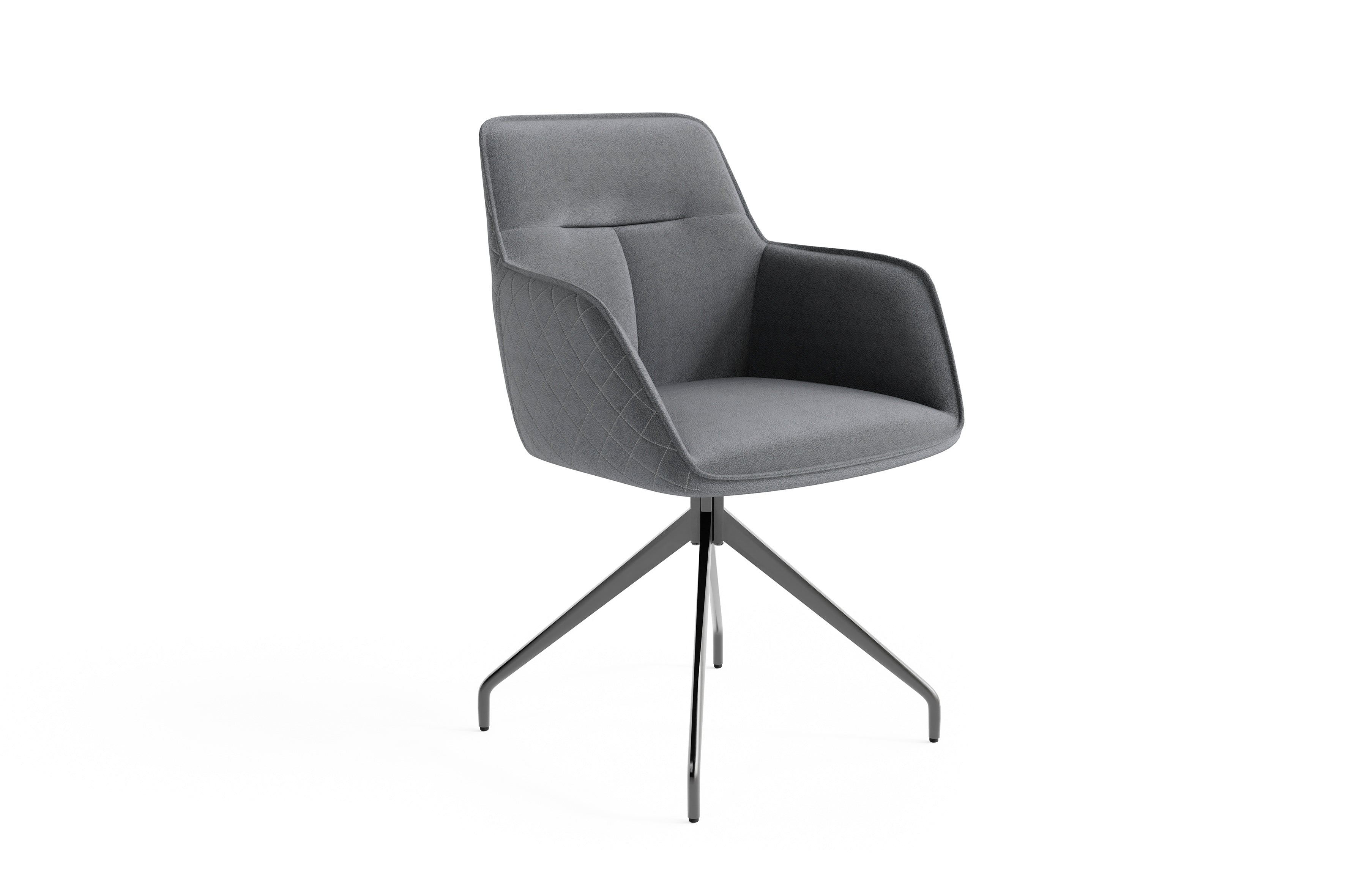 Esszimmerstuhl 2er Set MEMPHIS / Vintage-Kunstleder anthrazit oder grau / mit Keder / Gestell Metall schwarz / Sitzschale 360° drehbar / Esszimmerstuhl / B 50, H 88, T 62 cm