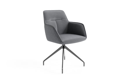 Esszimmerstuhl 2er Set MEMPHIS / Vintage-Kunstleder anthrazit oder grau / mit Keder / Gestell Metall schwarz / Sitzschale 360° drehbar / Esszimmerstuhl / B 50, H 88, T 62 cm