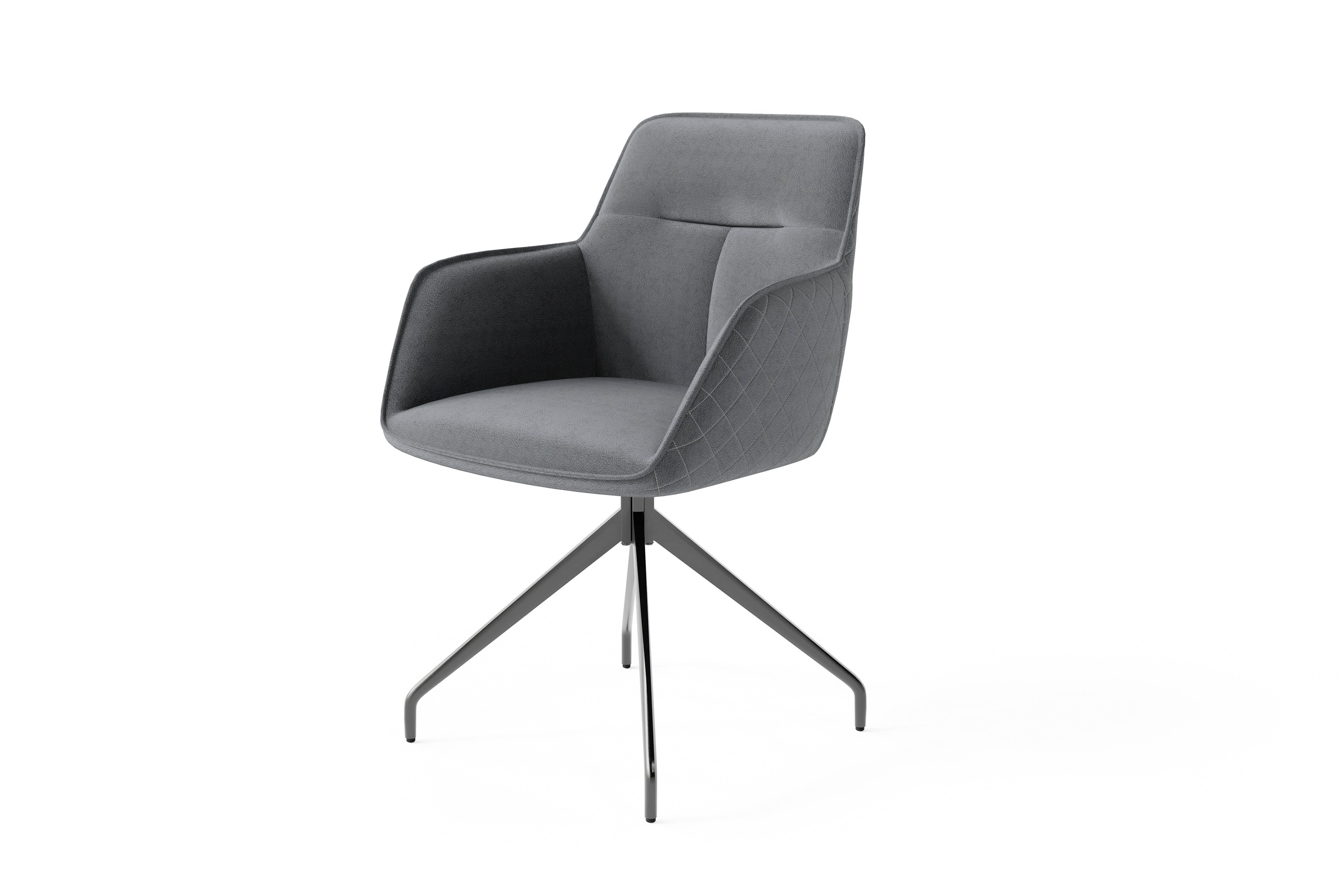 Esszimmerstuhl 2er Set MEMPHIS / Vintage-Kunstleder anthrazit oder grau / mit Keder / Gestell Metall schwarz / Sitzschale 360° drehbar / Esszimmerstuhl / B 50, H 88, T 62 cm