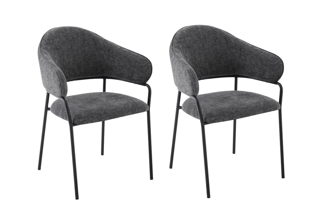 byLIVING Stuhl 2-er Set CURVE / Webstoffbezug in dunkelgrau, dunkelgrün oder taupe, Gestell in schwarz / Esszimmerstuhl / Küchenstuhl / Maße: B 60 x H 86 x T 58 cm